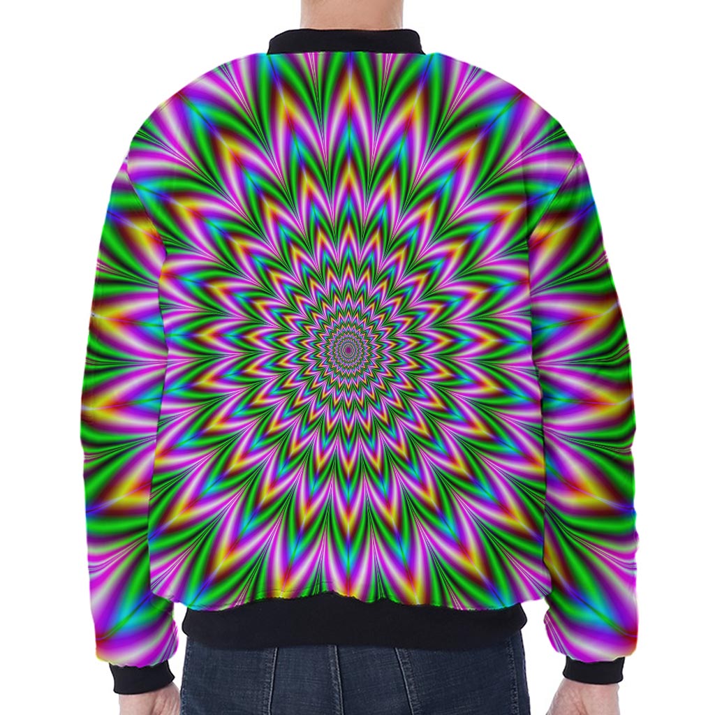 Psychedelic Radiant Optical Illusion Zip Sleeve Bomber Jacket