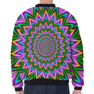 Psychedelic Radiant Optical Illusion Zip Sleeve Bomber Jacket