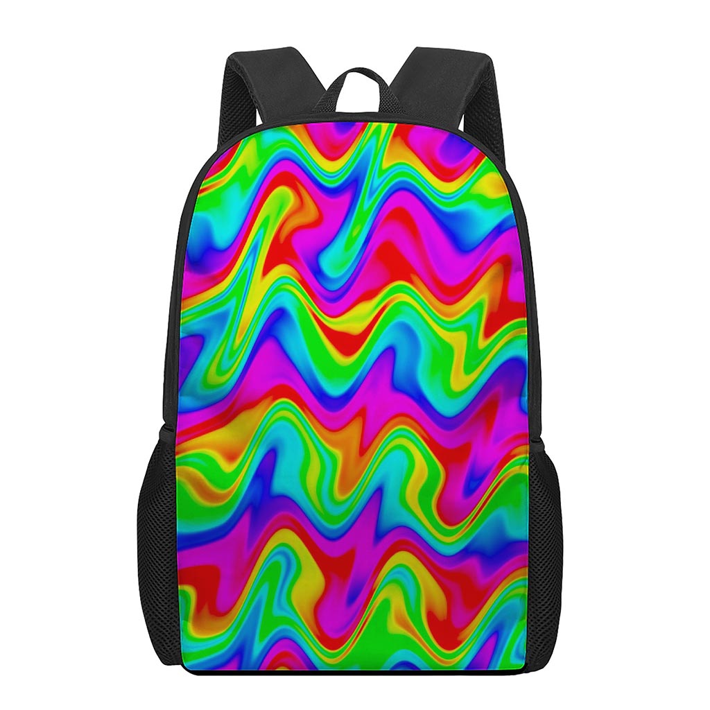 Psychedelic Rainbow Trippy Print 17 Inch Backpack