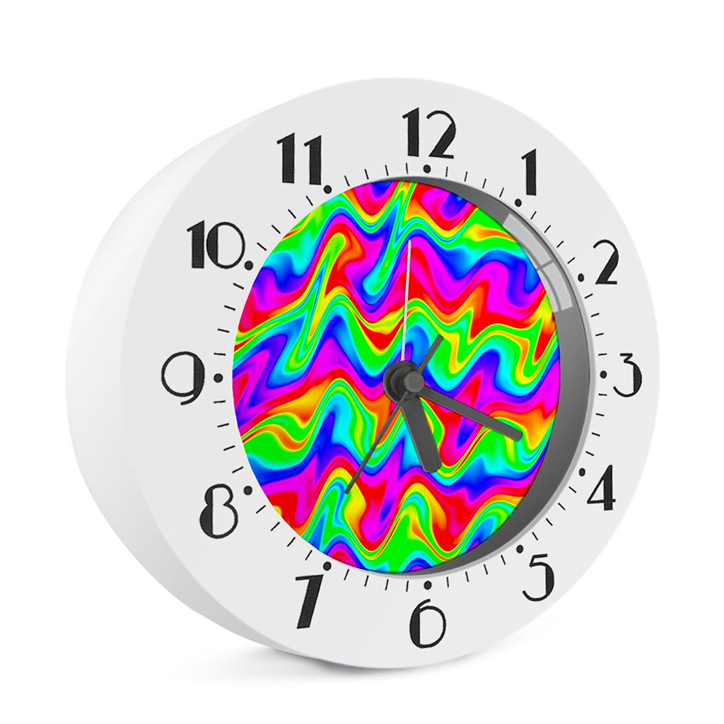 Psychedelic Rainbow Trippy Print Alarm Clock