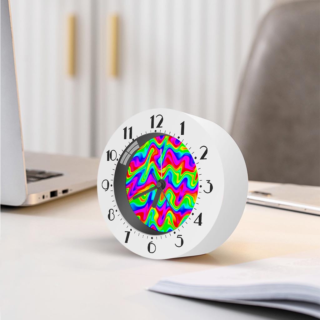Psychedelic Rainbow Trippy Print Alarm Clock
