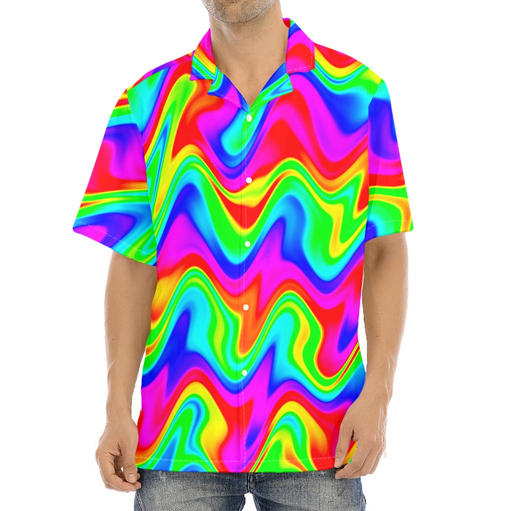 Psychedelic Rainbow Trippy Print Aloha Shirt