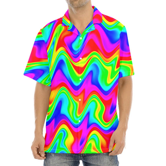 Psychedelic Rainbow Trippy Print Aloha Shirt