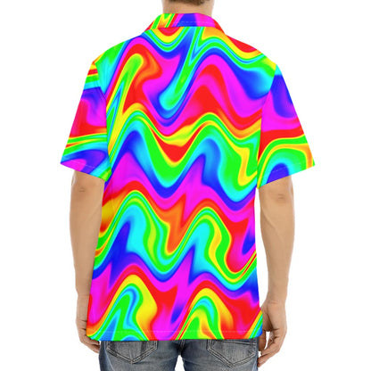 Psychedelic Rainbow Trippy Print Aloha Shirt