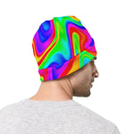 Psychedelic Rainbow Trippy Print Beanie