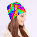 Psychedelic Rainbow Trippy Print Beanie