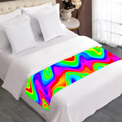 Psychedelic Rainbow Trippy Print Bed Runner