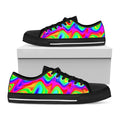 Psychedelic Rainbow Trippy Print Black Low Top Sneakers