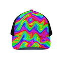 Psychedelic Rainbow Trippy Print Black Mesh Trucker Hat