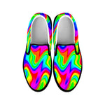Psychedelic Rainbow Trippy Print Black Slip On Sneakers