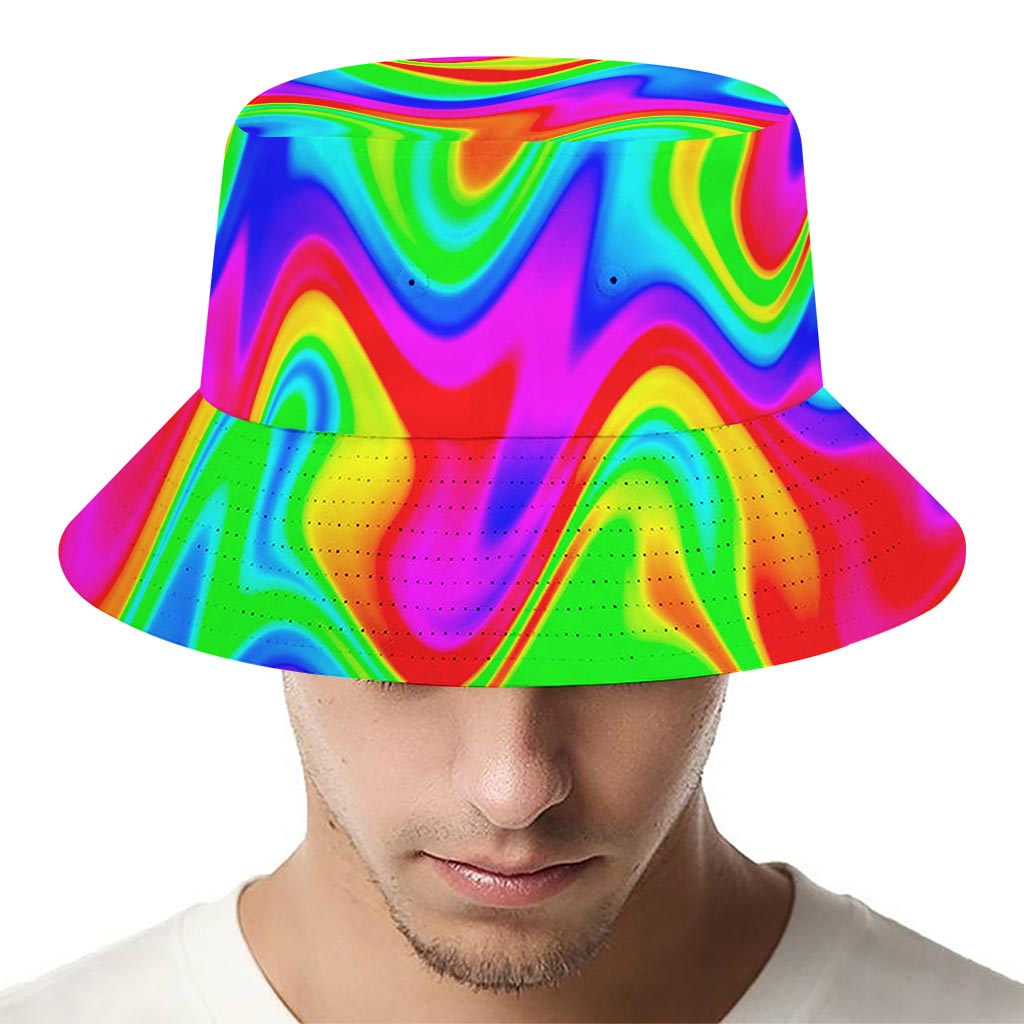 Psychedelic Rainbow Trippy Print Bucket Hat