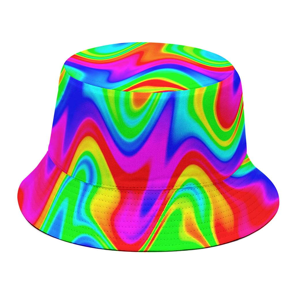 Psychedelic Rainbow Trippy Print Bucket Hat