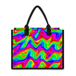 Psychedelic Rainbow Trippy Print Canvas Tote Bag