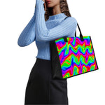 Psychedelic Rainbow Trippy Print Canvas Tote Bag