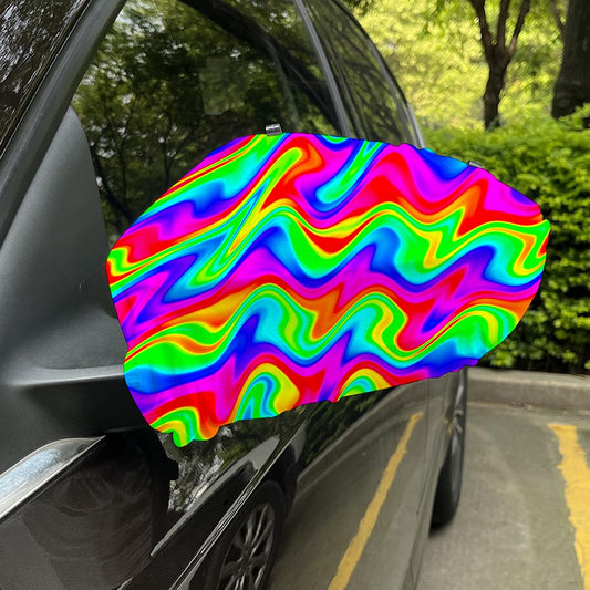 Psychedelic Rainbow Trippy Print Car Side Mirror Covers