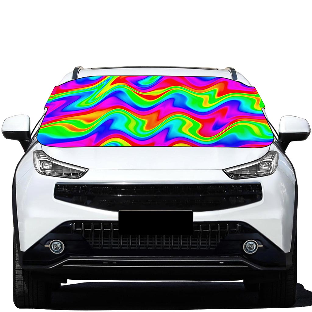 Psychedelic Rainbow Trippy Print Car Windshield Snow Cover