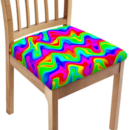 Psychedelic Rainbow Trippy Print Chair Cushion Cover