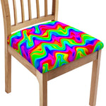 Psychedelic Rainbow Trippy Print Chair Cushion Cover