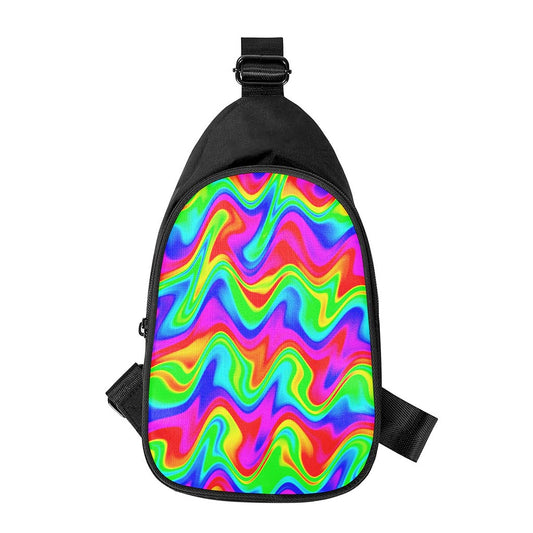 Psychedelic Rainbow Trippy Print Chest Bag