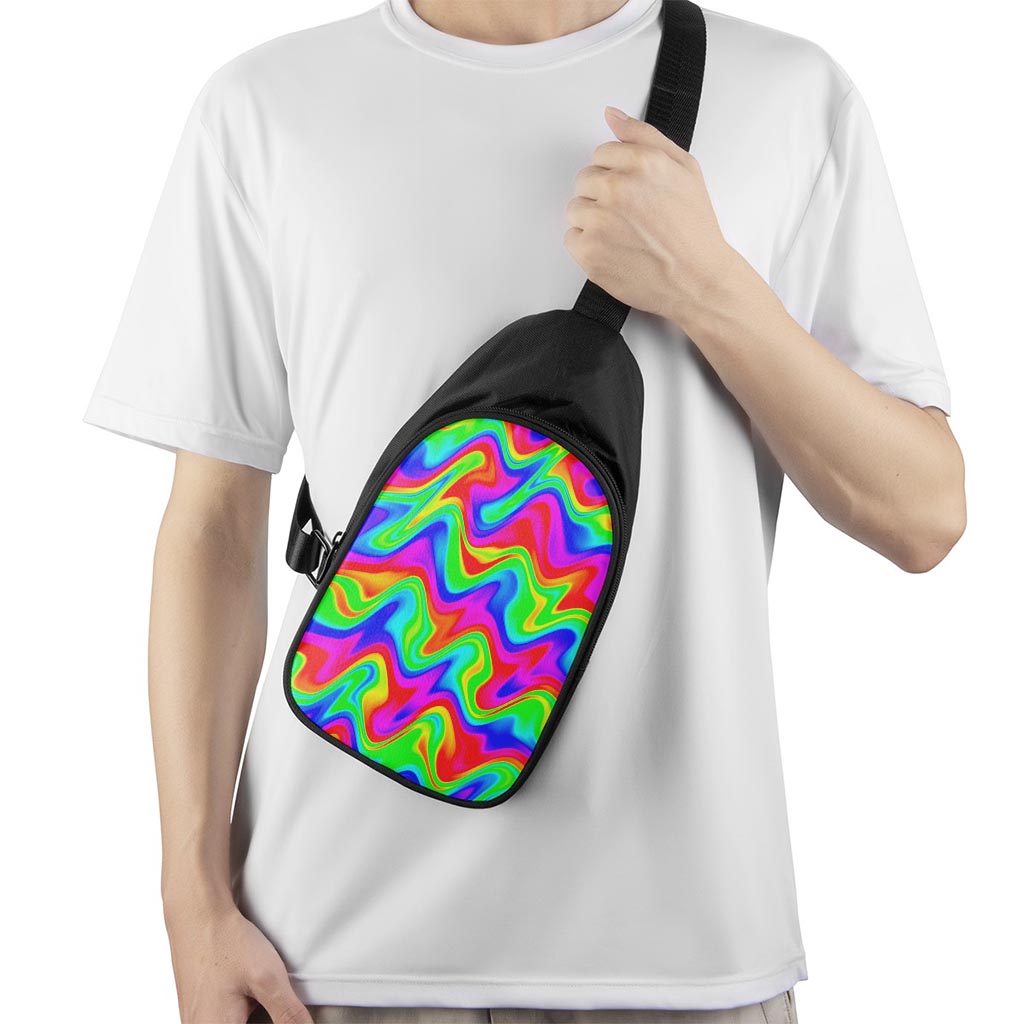 Psychedelic Rainbow Trippy Print Chest Bag