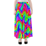 Psychedelic Rainbow Trippy Print Chiffon Maxi Skirt