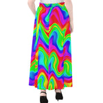 Psychedelic Rainbow Trippy Print Chiffon Maxi Skirt