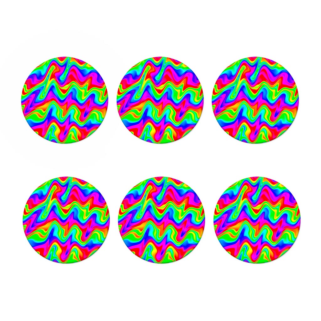 Psychedelic Rainbow Trippy Print Coaster Set
