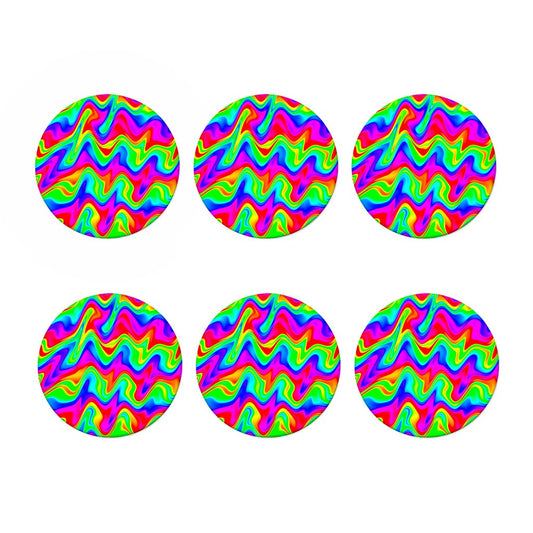 Psychedelic Rainbow Trippy Print Coaster Set