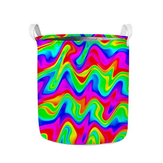 Psychedelic Rainbow Trippy Print Collapsible Laundry Basket