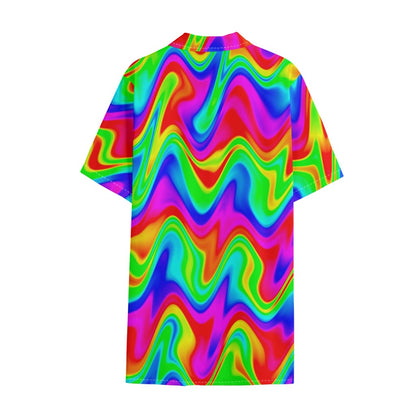 Psychedelic Rainbow Trippy Print Cotton Hawaiian Shirt