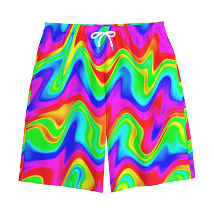 Psychedelic Rainbow Trippy Print Cotton Shorts