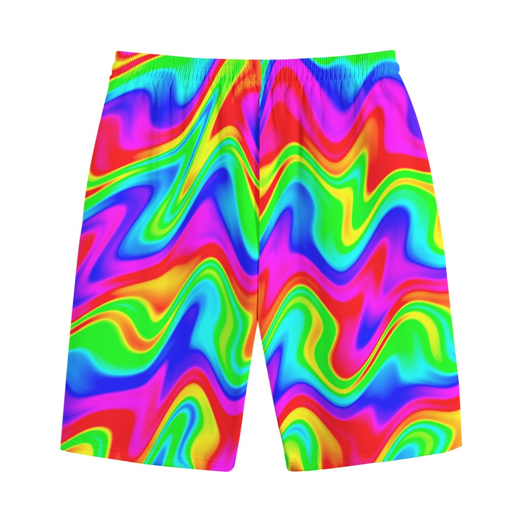 Psychedelic Rainbow Trippy Print Cotton Shorts
