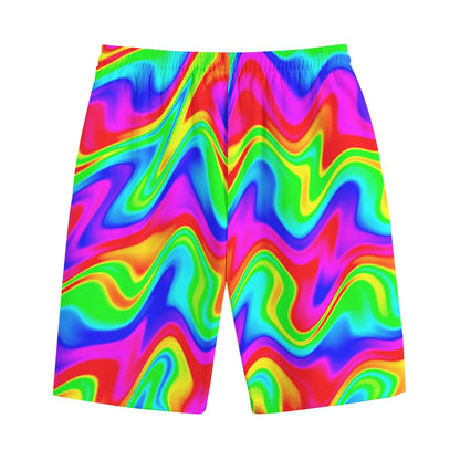 Psychedelic Rainbow Trippy Print Cotton Shorts
