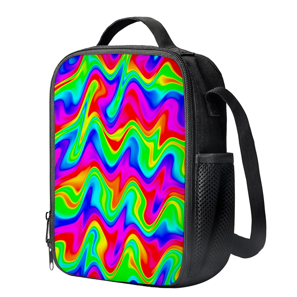 Psychedelic Rainbow Trippy Print Crossbody Lunch Bag