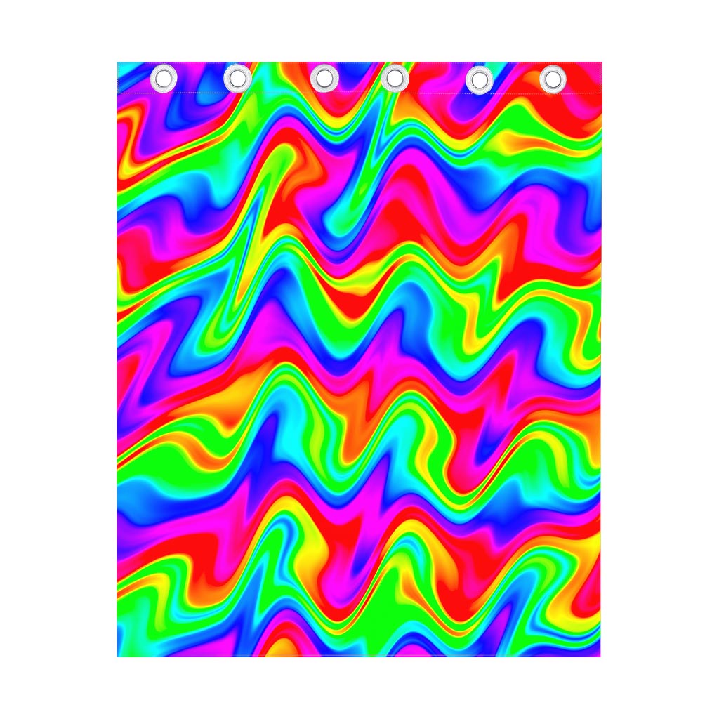 Psychedelic Rainbow Trippy Print Curtain