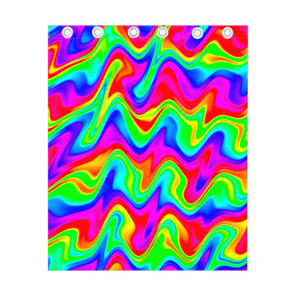 Psychedelic Rainbow Trippy Print Curtain