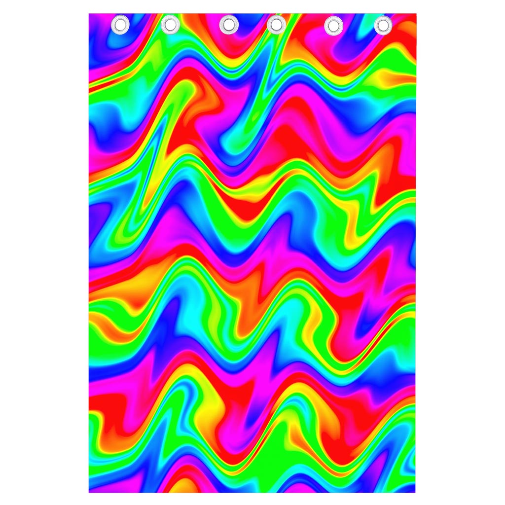 Psychedelic Rainbow Trippy Print Curtain