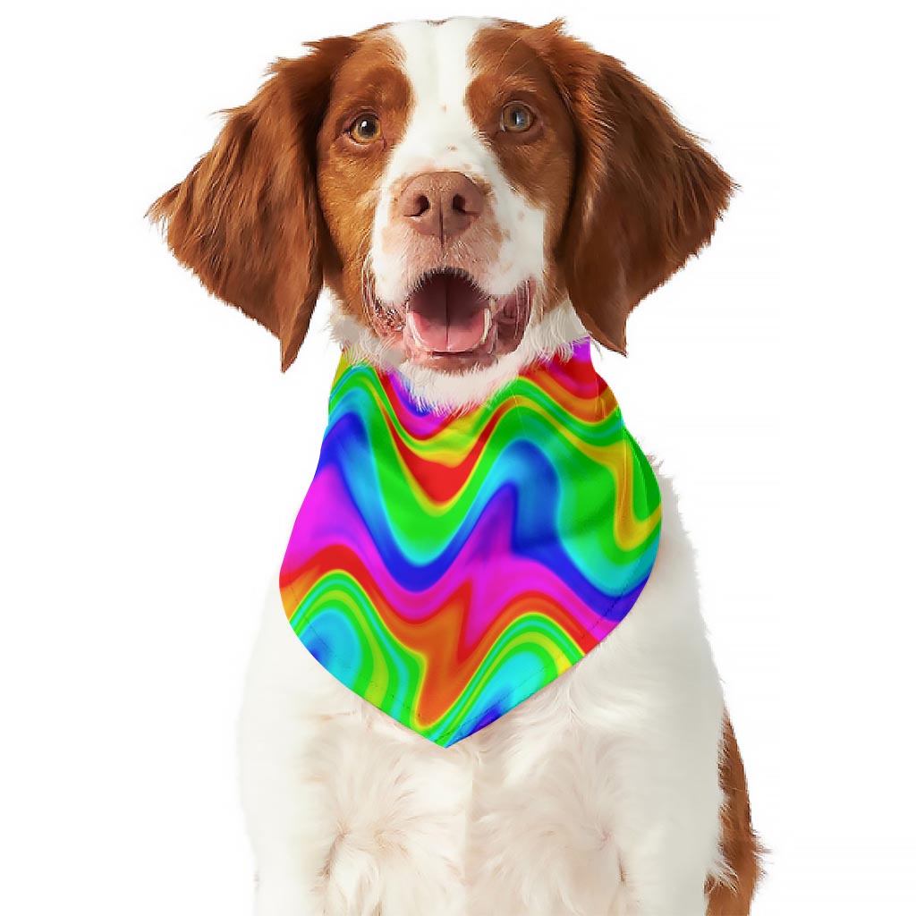 Psychedelic Rainbow Trippy Print Dog Bandana