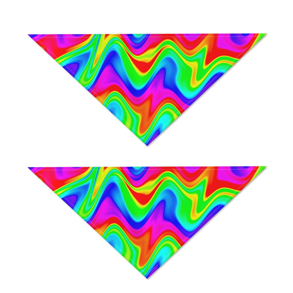 Psychedelic Rainbow Trippy Print Dog Bandana