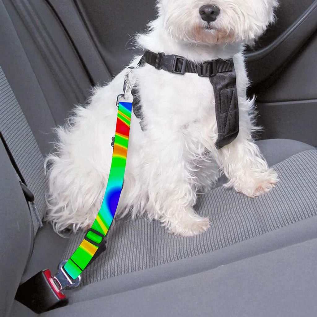 Psychedelic Rainbow Trippy Print Dog Seat Belt