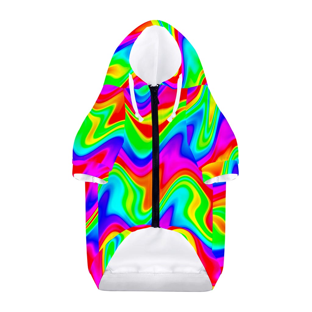 Psychedelic Rainbow Trippy Print Dog Zip Up Hoodie