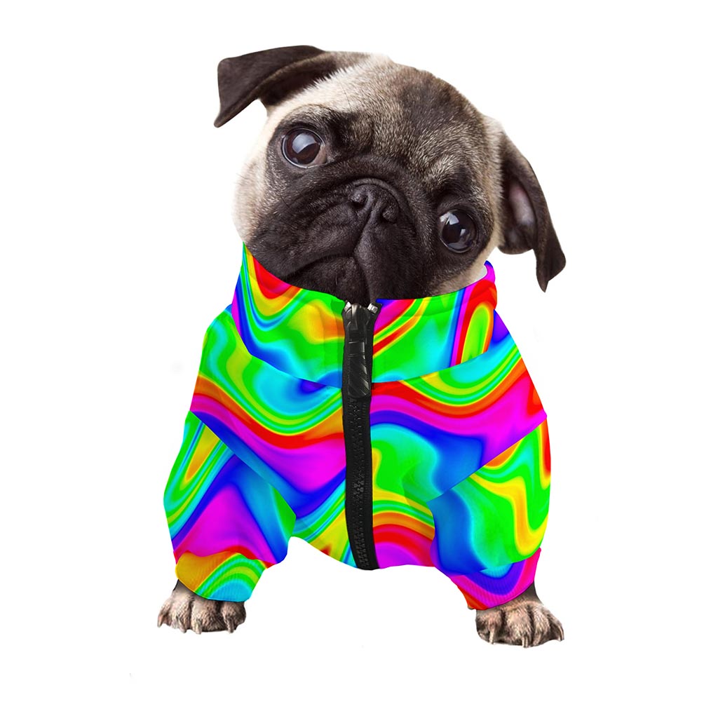 Psychedelic Rainbow Trippy Print Dog Zip Up Jacket