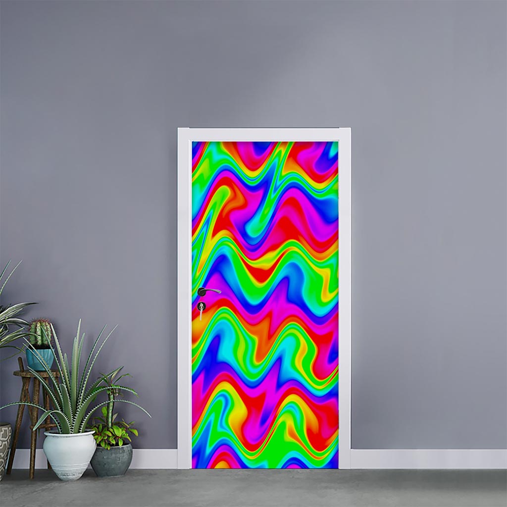 Psychedelic Rainbow Trippy Print Door Sticker