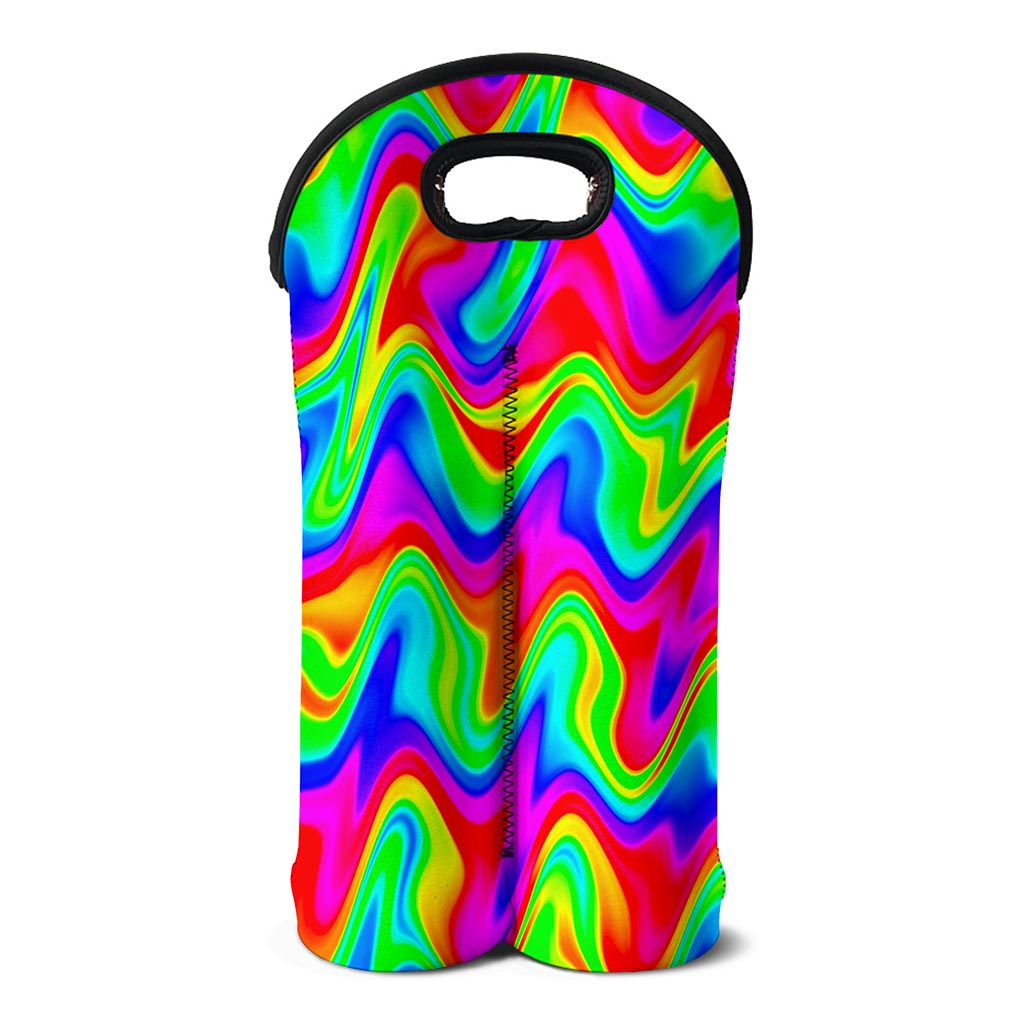 Psychedelic Rainbow Trippy Print Double Neoprene Wine Tote