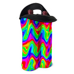 Psychedelic Rainbow Trippy Print Double Neoprene Wine Tote