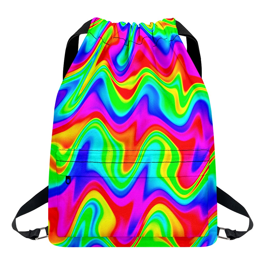 Psychedelic Rainbow Trippy Print Drawstring Backpack