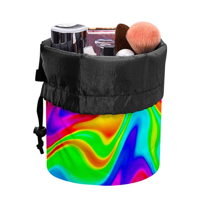 Psychedelic Rainbow Trippy Print Drawstring Makeup Bag