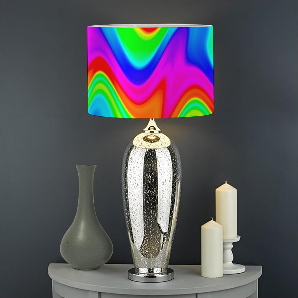 Psychedelic Rainbow Trippy Print Drum Lamp Shade