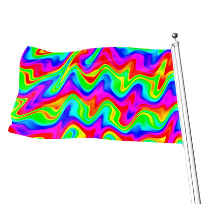 Psychedelic Rainbow Trippy Print Flag