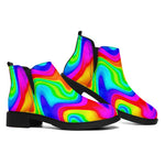 Psychedelic Rainbow Trippy Print Flat Ankle Boots